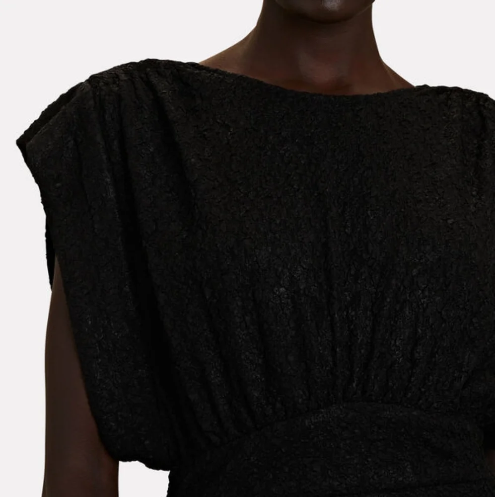 🆕️ IRO Cory Ruched Cloqué Mini Dress in Black - Picture 3 of 16